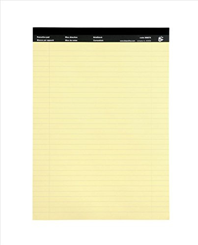 5 Star Office Executive Pad Perforated Top Feint Ruled Blue Margin Red 50 Sheets (100 Pages) A4 Yellow [Pack 10]