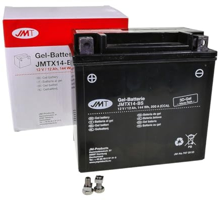 JMT Batterie 12 V 14 Ah (YTX14-BS) [wartungsfrei & versiegelt] kompatibel mit Kawasaki ZZR 1100 D ZXT10D Bj. 1993-1997