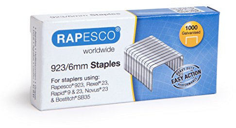 Rapesco 1235 Typ 923/6 mm Verzinkte Robuste Heftklammern, 1000 Stück