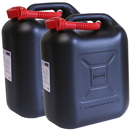 2er Set: 2x Benzinkanister schwarz 20 Liter UN Kraftstoffkanister 20L Made in Germany!