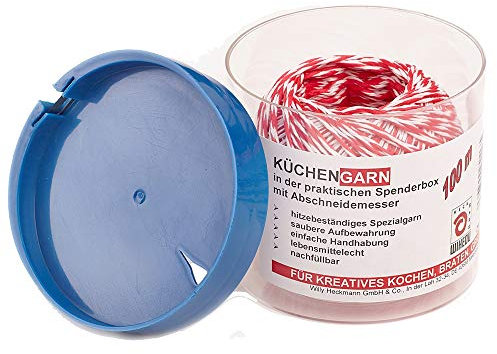 Filo da cucina rosso/bianco, con scatola dispenser e tagliafilo, Poliestere, (100 M) EU