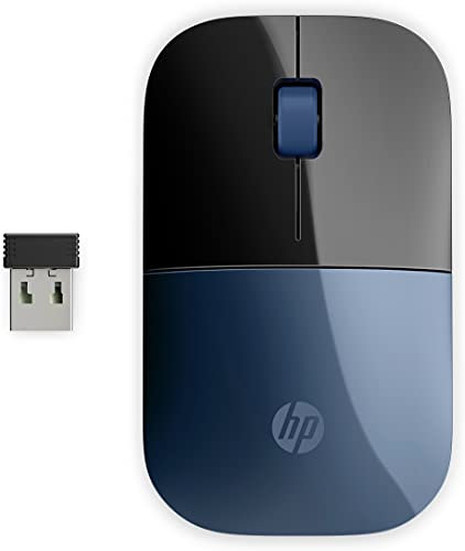 HP Z3700 Mouse Wireless, Sensore Preciso, Tecnologia LED Blue, 1200 DPI, 3 Pulsanti, Rotella Scorrimento, Ricevitore USB Wireless 2.4 GHz Incluso, Design Pratico e Confortevole, Blu