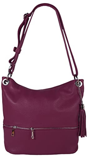 Freyday Echtleder Schultertasche in vielen Farben und verstellbarem Gurt Umhängetasche KH03 (Bordeaux)