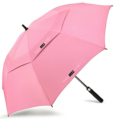 ZOMAKE Regenschirm Groß Sturmfest XXL,Großer Golf Regenschirm Sturmfest Stabil,Grosser GolfSchirm für Herren Damen 2 Personen(Rosa)