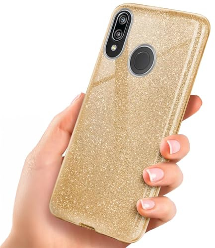 ONEFLOW Glitter Case für Huawei P20 Lite Glitzer Handyhülle mit Kameraschutz, Stylische Hülle Glitzernd, Dünne TPU Schutzhülle für Damen, Glitzerhülle Qi kompatibel, Gold