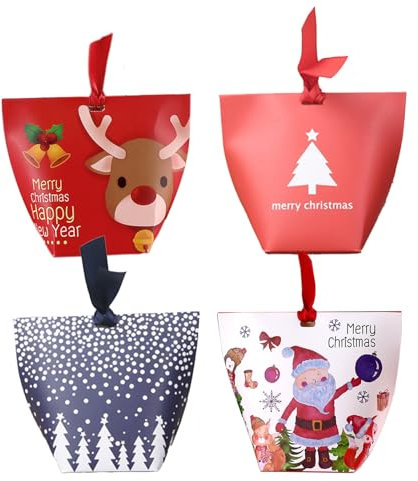 Biluer 20 Stück Geschenkbox Weihnachten, Klein Weihnachten Süßigkeitskästen Weinachten Weihnachten Keksschachtel für Weihnachten Urlaub Party Dekoration