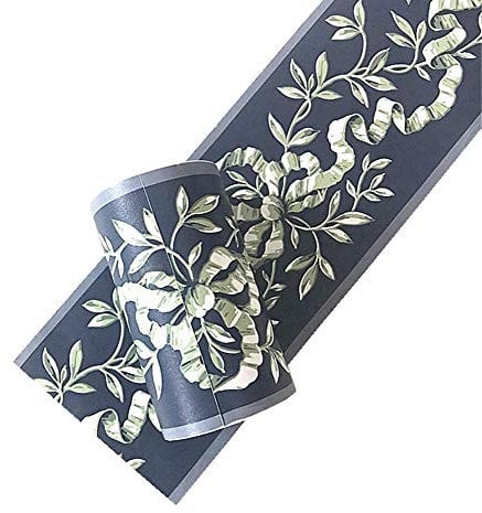 Simplemuji Self-Adhesive Blue Floral Wall Border Ceiling Border Wallpaper Vinyl Waterproof Decoration Decal Sticker,10cm by 10M