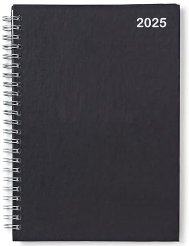 Terminplaner 2021, A5, Wochenansicht, schwarzer Einband mit silberfarbener Spiralbindung, Executive Edition
