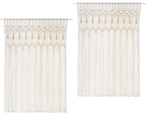 Mkono Makramee-Vorhang, groß, Boho, gewebt, Wandbehang, Fenstervorhänge, handgefertigt, böhmische Dekoration für Fenster, Tür, Schrank, Hochzeit, Hintergrund, Bogen, Schlafzimmer, Wohnzimmer, Wohnung