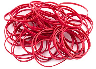 D.RECT Gummiband Gummiring Bänder für Haushalt,Größe: 1,5 x 3 mm 1/2 Umfang 80 mm,Arbeit, Büro wiederverwendbar haltbar langlebig 100g Bautel Rot