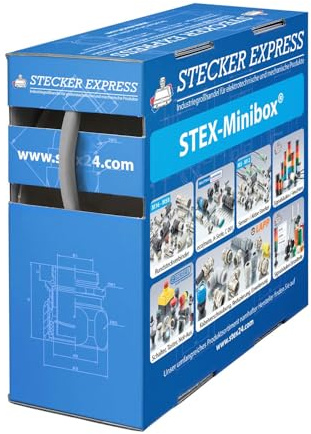 STEX24 Schrumpfschlauch 2:1, Minibox mit 13,5m, grau 6,4/3,2mm, 1/4 Zoll, WSB2 Schrumpftemperatur mind. 70°C, vollständig bei mind. 100°C - 1 Stück