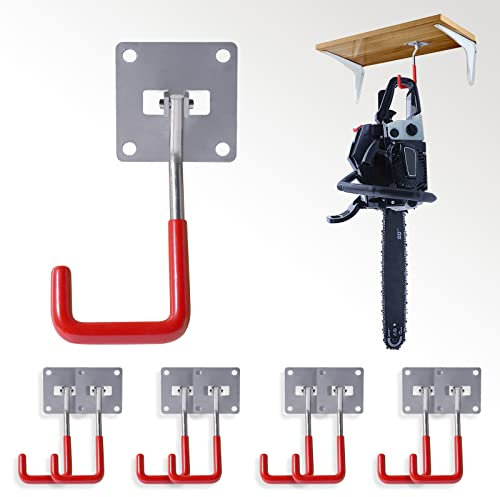 Haishine Ganci da Garage, Confezione da 8 Ganci Regolabili per Riporre la Parete, in Acciaio Inox, Resistenti, con Rivestimento Antiscivolo, per Motoseghe, Biciclette, Attrezzi da Giardino