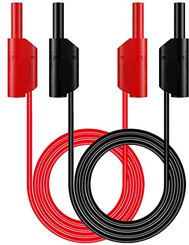 Greluma 2 Pz Spina a Banana Puntali, 4mm Completamente Isolati Spina a Banana Impilabile Spina a Banana Cavo di Prolunga per Multimetro-100cm