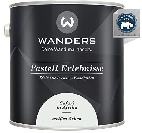 Wanders Pastell Erlebnisse 2,5L - Weißes Zebra/Sehr Helles Grau - Edelmatte Wandfarbe! Küchenmöbellack und Möbelfarbe. Kreidefarbe für Holz & mehr. Hohe Deckkraft, schnell trocknend