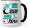 Wakeboard Tasse Geschenkidee Wake Kaffeetasse Geschenk für Wakeboarder Kaffeebecher Surf Becher (Weiß & Schwarz)