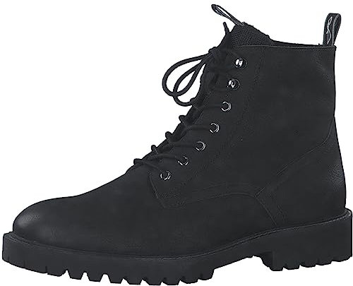 MARCO TOZZI by Guido Maria Kretschmer Herren Stiefeletten zum Schnüren aus Leder mit Schnürsenkeln und Reißverschluss, Schwarz (Black Nubuck), 42