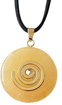 Steinfixx® - Premium Orangencalcit Donut optional als Kette mit Silber- oder Goldanhänger und 80cm Lederband | Heilstein | Edelstein | Chakra-Stein