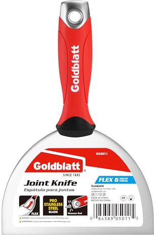Goldblatt 6 Putty Knife, Stainless Steel Scraping Paint, Putty Knife Scraper with Hammer End, Soft Grip, Perfect for Drywall Repairing and Finishing