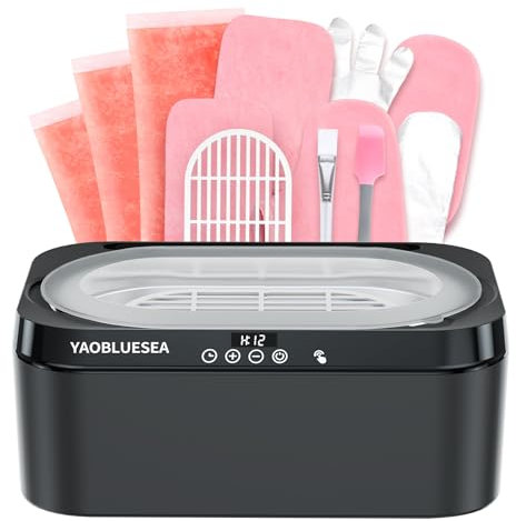 YAOBLUESEA set bagno di paraffina, bagno di paraffina per mani e piedi 200W 4000mL bagni di paraffina professionale con 3x450g di cera di paraffina e accessori Nero