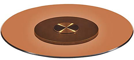 GLTZEN Braun Lazy Susan Rotierender Plattenteller, Glas-Service-Tablett für Esstisch, runder Plattenteller aus gehärtetem Glas mit geräuscharmen Lagern