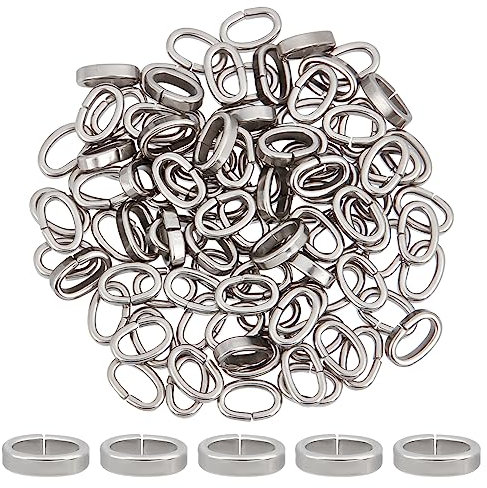 UNICRAFTALE 100 Stk 6x10 mm Ovaler Rechteck Schiebe Perlen Edelstahl Perlen Große Loch Lederschnur Schieber Perlen Verbindungsstück Leder Seil Clips Perlen Abstandshalter Perlen Für Armbänder