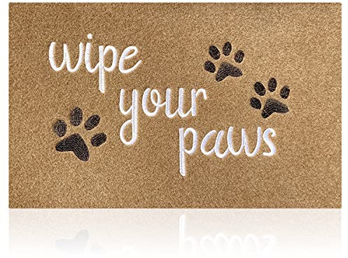 HLFMVWE Welcome Mat for Front Door Wipe Your Paws Doormat Rubber Non Slip Backing Funny Doormat Indoor Outdoor Rug Inside Brown Dirt Mat for Entryway Front Door Porch