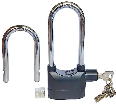 LianShi Long Cross-Beam Alarm Lock 110dba Universal Security Alarm Lock System Anti-Theft for Door Motor Bicycle Padlock with 3 Keys (1PCS)