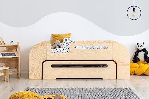 Générique Ausziehbett aus natürlichem Kiefernholz, Modell Aiko, Liegefläche 80 x 190 cm und 80 x 150 cm