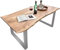 SAM Baumkantentisch 300x100 cm Quarto, Akazienholz massiv + naturfarben, Esstisch mit silbernem U-Gestell, Esszimmertisch/Holztisch Industrial-Design, Tischplatte 26 mm
