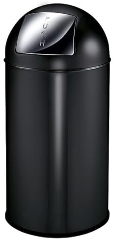 PROREGAL Abfallbehälter mit Pushdeckel & Inneneimer aus Metall | 40 Liter, HxBxT 74x34x34cm | Matt Schwarz