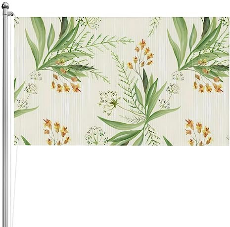 Bandiera verde a righe gialle con fiori 3x5 Ft UV resistente allo sbiadimento in poliestere festivo banner doppia stampa bandiere da giardino bandiere per la casa Banner Decor con due occhielli in