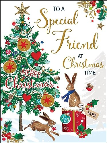 Jonny Javelin Weihnachtskarte mit Hasen-Motiv Special Friend At Christmas