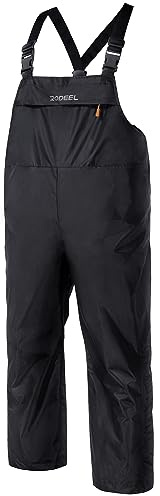 Rodeel Salopette da pesca impermeabile con bretelle regolabili, tuta resistente e versatile, Nero , XL