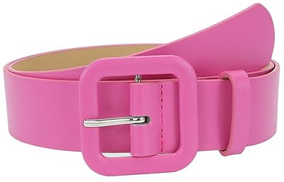 KOFORD Cinturón con hebilla cuadrada Vintage ensanchada colorida de 105cm, cinturón de cuero Simple para mujer para vestido, Fucsia