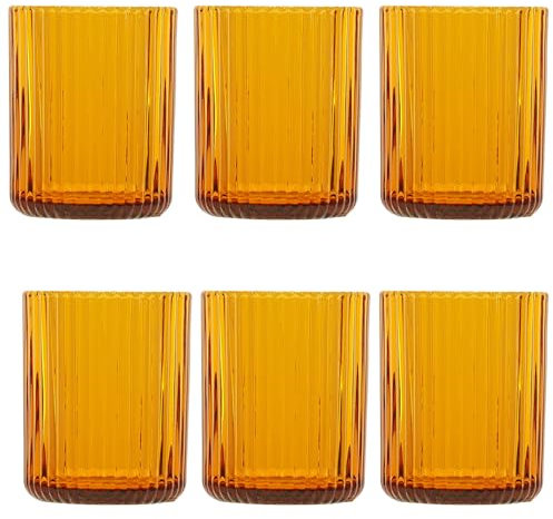 KEDEA 6 Bicchieri Acqua In Vetro Colorati, Bicchiere Colorato Elegante, Lavabili In Lavastoviglie, Bicchieri In Pasta Colore, Multicolore Collezione Charleston Bicchieri Acqua Colore GIALLO AMBRA