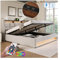 Lit 180x200 avec Sommier LED et USB, Lit Coffre 180x200 avec Rangement et Tete de Lit, Lit Double avec à Lattes Lit 2 Personnes, Lit Rembourré Cadre de lit 180x200(sans Matelas)
