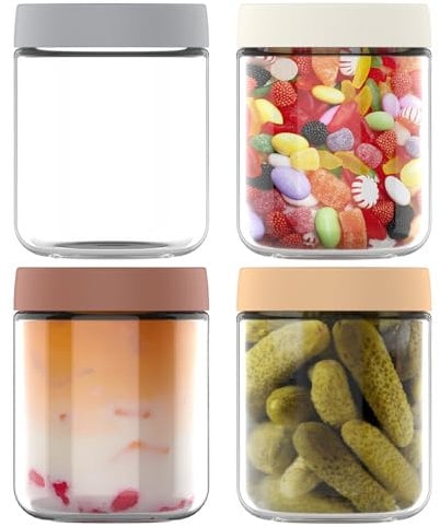 4 Pack 16 OZ Overnight Oats Jar, 500ml Glass Mason Jars with Lids, Glass Jars for Overnight Oats Salad Jars Fruit Yogurt Pudding Chutney Jam Spice