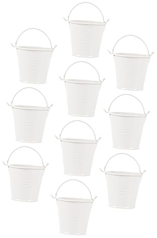 Kisangel 10pcs Mini Bucket Rustic Dining Table Buckets for Kids Mini Vases Galvanized Metal French Fries Tin Pails France Tinplate