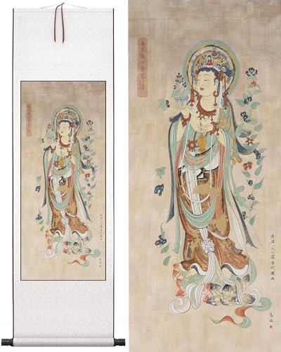Asiatischen Wall Scroll, Rollbild, Orientalische Dekoration,Malerei, Chinesische Allegorie Wand Kunst, Chinese Guanyin, Poster, 40 * 119