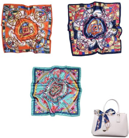 FDCGAS Kopftuch Damen - 3 Stück Kopftuch,Kopftuch Damen Sommer,Kopftuch Damen,haartuch,seidentuch,Tuch Damen,Bandana Damen,Elegantes Damen-Kopftuch aus Seide, 60 x 60 cm