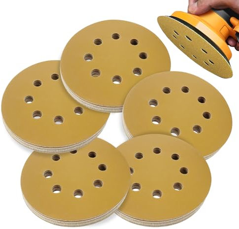 50 Stück 125mm Klett Schleifpapier, 400 Körnung 5 Zoll 8-Loch Rund Klett Schleifpapier 8 loch schleifpapier Schleifmittel für Exzenterschleifer