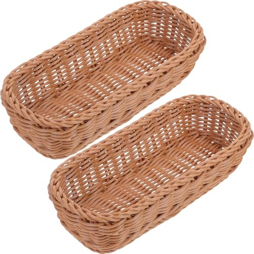 PRETYZOOM 2St Rattan Besteckkorb - Besteckhalter & Abtropfgestell für Küchenutensilien & Gewürze - Braun, Kunststoff, 26.00 x 12.00 x 6.00 cm