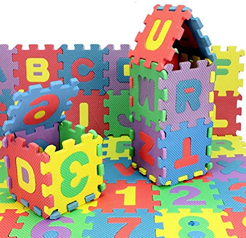 Ghzste Schaumstoff-Spielmatte Kinder, 36 Stück, 12 X 12 cm, Alphabet- und Zahlen-Puzzle-Spielmatte, Ineinandergreifende Alphabet- und Zahlen-Bodenpuzzle, Bunte Eva-Fliesen
