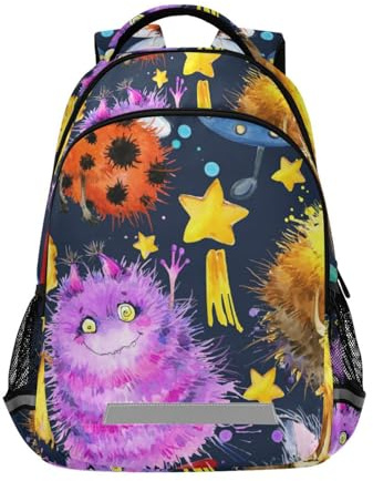 Amooorous Cute Monsters Cartoon Space Aliens Sac à dos de voyage pour enfants pour avion avec clip de poitrine pour femmes para bebes varon, Monstres mignons dessin animé extraterrestres de l'espace,
