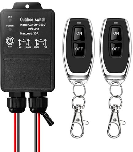 DieseRC Impermeabile radiocomando senza fili Interruttore AC 230V/220V 30A Ricevitore relè per posizione umida Cantiere all'aperto Area Luce Pompa acqua Fattoria irrigazione Giardino Garage Magazzino