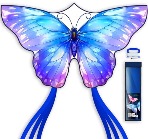 SGftre Blauer Schmetterlingsdrachen Für Kinder & Erwachsene, Extrem Einfach Zu Fliegender Farbenfroher Flugdrachen, Ideal Für Outdoor-Spaß Und Familien-Kitespiele