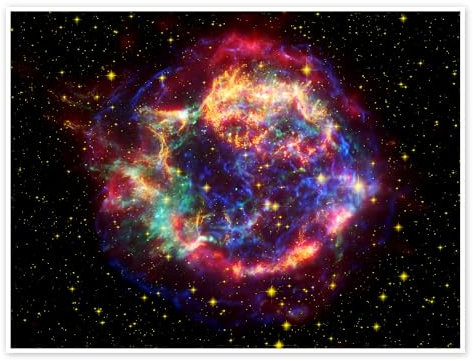 Supernova Überrest Cassiopeia A Poster von NASA 90 x 70 cm Schwarz Wandbilder Wanddeko