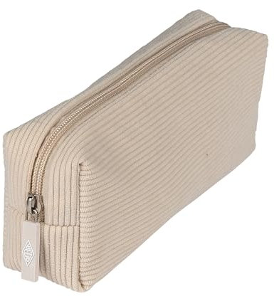 WEDO Federmäppchen aus Baumwolle in Cord Optik, Schulmäppchen für Stifte und Schreibmaterialien, Mäppchen Cord beige