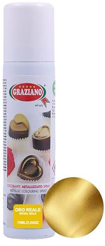 Colorante Spray alimentare ORO brillante METALLIZZATO - per Dolci e Torte - 75ml - per decorare e colorare prodotti alimentari Oro Reale -Royal Gold