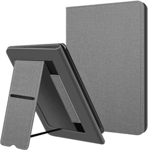 Hülle für Kindle Paperwhite 7 eReader (12. Generation) - 2024 und Colorsoft Signature Edition (1. Generation 2024), Kickstand Schutzhülle mit Auto Sleep/Wake Funktion und Handschlaufe (B1-Grau)
